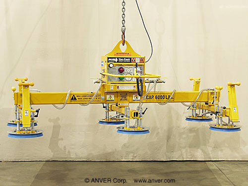 ANVER Six Pad Electric Powered Vacuum Lifter for Lifting & Handling Steel Plate 12 ft x 6 ft (3.7 m x 1.8 m) up to 6000 lbs (2722 kg)